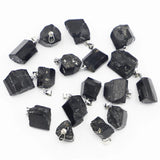 24Pcs Tourmaline Rough Ore Necklaces Pendants Charms DIY Jewelry Making