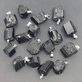 24Pcs Tourmaline Rough Ore Necklaces Pendants Charms DIY Jewelry Making