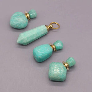 Natural Stone Crystal Vial Pendant Amazonite Perfume Bottle
