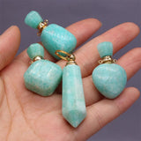 Natural Stone Crystal Vial Pendant Amazonite Perfume Bottle