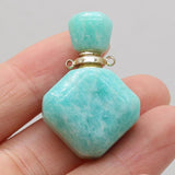 Natural Stone Crystal Vial Pendant Amazonite Perfume Bottle