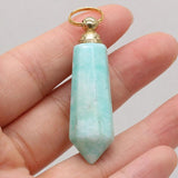 Natural Stone Crystal Vial Pendant Amazonite Perfume Bottle