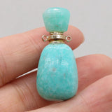 Natural Stone Crystal Vial Pendant Amazonite Perfume Bottle