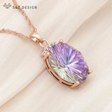 S&Z Rose Crystal Pendant Necklace Wedding Jewelry