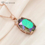 S&Z Rose Crystal Pendant Necklace Wedding Jewelry