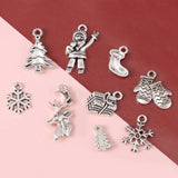 19pcs Christmas Snowflakes Snowman Pendants DIY Jewelry Making Art