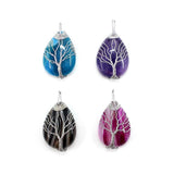 Agate Tree Of Life Pendant Sliver Wire Wrap Reiki Charm