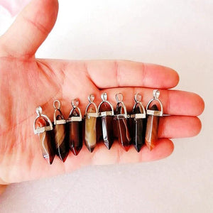 Red Agate Crystal Bullet Pendant Reiki Healing Necklace