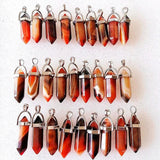 Red Agate Crystal Bullet Pendant Reiki Healing Necklace