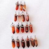 Red Agate Crystal Bullet Pendant Reiki Healing Necklace