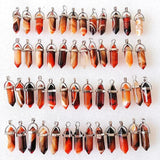 Red Agate Crystal Bullet Pendant Reiki Healing Necklace