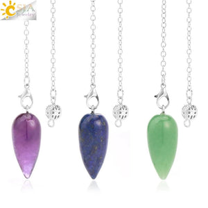 Quartz Spiritual Pendulum Water Drop Crystal Pendnant Pendule for Dowsing