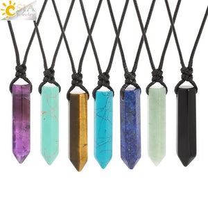 Vintage Pink Quartz Crystal Necklace Hexagonal Point Pendant