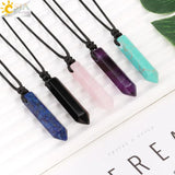 Vintage Pink Quartz Crystal Necklace Hexagonal Point Pendant