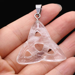 Triquetra Natural Stone Pendants Celtic Knot Crystal Charms