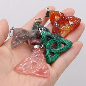 Triquetra Natural Stone Pendants Celtic Knot Crystal Charms
