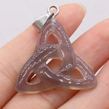 Triquetra Natural Stone Pendants Celtic Knot Crystal Charms