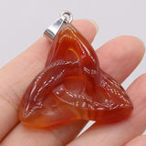 Triquetra Natural Stone Pendants Celtic Knot Crystal Charms