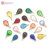10PCS 8x13MM High Champagne Brass Glass Drop Charms Pendants