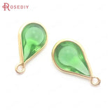 10PCS 8x13MM High Champagne Brass Glass Drop Charms Pendants