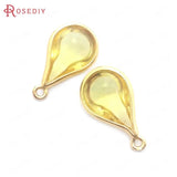 10PCS 8x13MM High Champagne Brass Glass Drop Charms Pendants