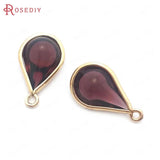 10PCS 8x13MM High Champagne Brass Glass Drop Charms Pendants