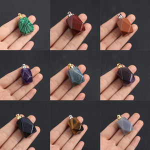 Natural Stone Pendants Rose Quartz Amethysts Mini Perfume Bottle
