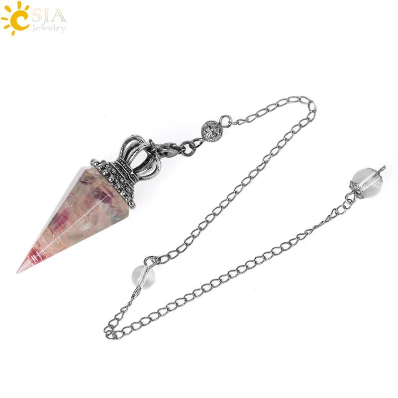 CSJA 7 Chakra Crystal Pendulum Reiki Pendant