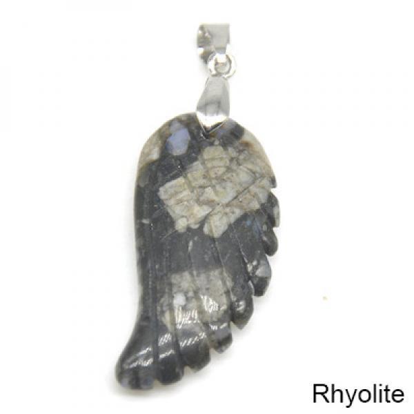 Natural Stone Angel Wing Pendant Necklace