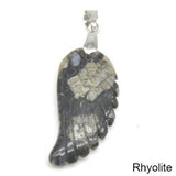 Natural Stone Angel Wing Pendant Necklace