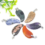 Natural Stone Angel Wing Pendant Necklace
