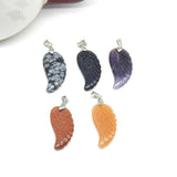 Natural Stone Angel Wing Pendant Necklace
