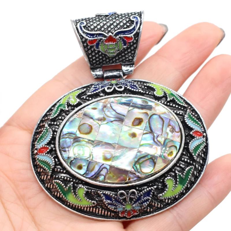 Ethnic Abalone Shell Pendant Stone Agates Charms DIY Necklace Accessories