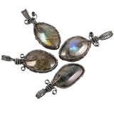 Labradorite Stone Pendant Necklace for Unisex, Wire Wrapped Jewelry