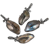 Labradorite Stone Pendant Necklace for Unisex, Wire Wrapped Jewelry