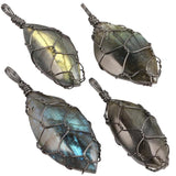 Labradorite Stone Pendant Necklace for Unisex, Wire Wrapped Jewelry