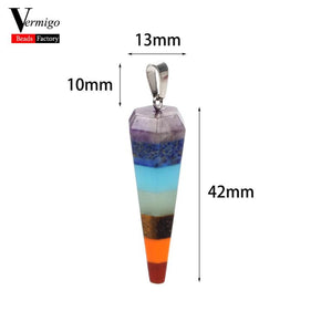 7 Chakra Cone Pendant Charm Turquoises Crystal Amethysts DIY Jewelry Making