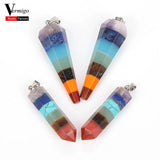 7 Chakra Cone Pendant Charm Turquoises Crystal Amethysts DIY Jewelry Making