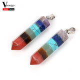 7 Chakra Cone Pendant Charm Turquoises Crystal Amethysts DIY Jewelry Making