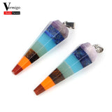 7 Chakra Cone Pendant Charm Turquoises Crystal Amethysts DIY Jewelry Making