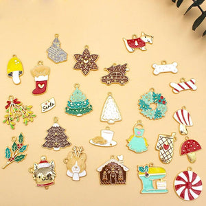 10pcs Christmas Pendant Earring Charm DIY Jewelry Accessories Necklace Holiday