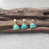 Natural Amazonite Triangle Pendant, Green Stone Jewelry Making PD288