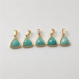 Natural Amazonite Triangle Pendant, Green Stone Jewelry Making PD288