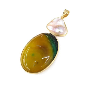 Natural Stone Freshwater Pearl Gemstones Pendant DIY Necklace 31x76mm