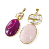 Natural Stone Freshwater Pearl Gemstones Pendant DIY Necklace 31x76mm