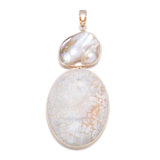 Natural Stone Freshwater Pearl Gemstones Pendant DIY Necklace 31x76mm