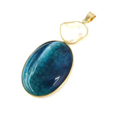 Natural Stone Freshwater Pearl Gemstones Pendant DIY Necklace 31x76mm