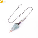 7 Chakras Quartz Pendulum Natural Chip Bead Resin Pendant T018