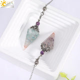 7 Chakras Quartz Pendulum Natural Chip Bead Resin Pendant T018
