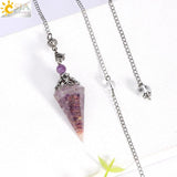 7 Chakras Quartz Pendulum Natural Chip Bead Resin Pendant T018